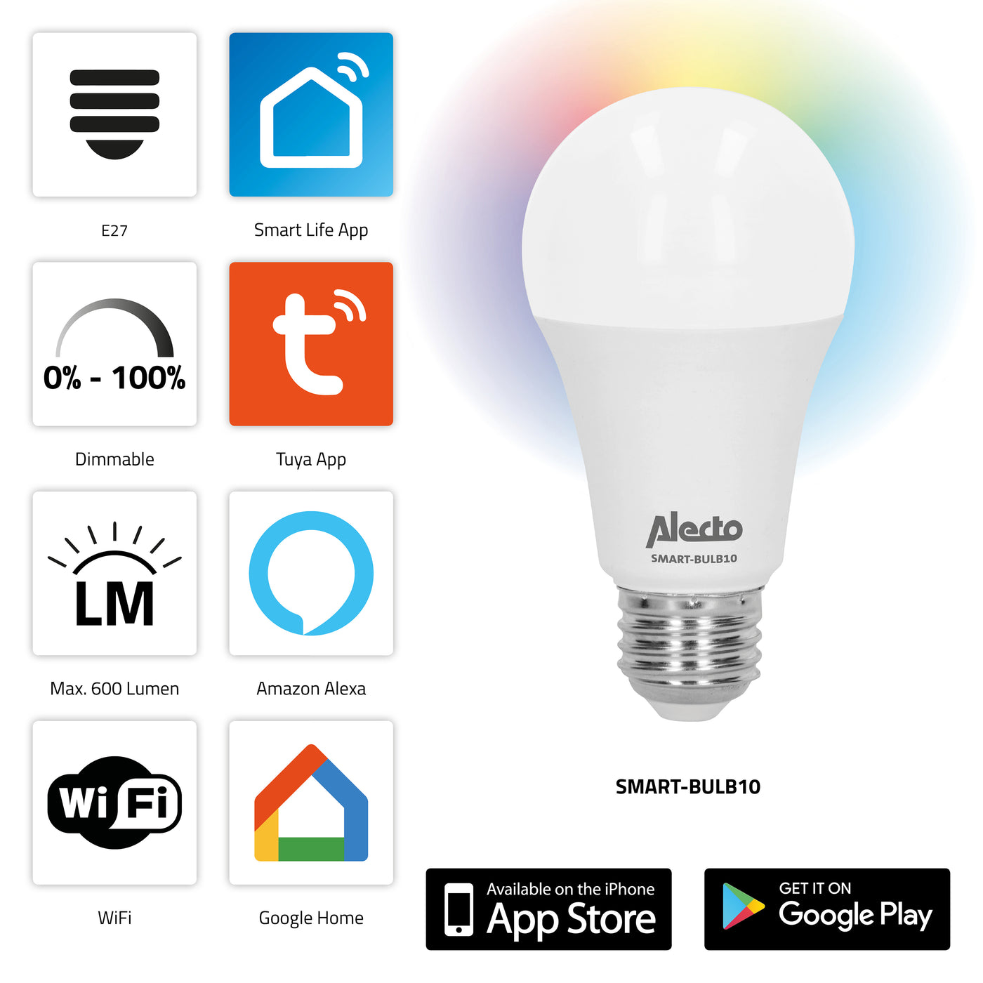 Alecto SMART-BULB10 4-PACK - Smart wifi LED lamp, 4 pack