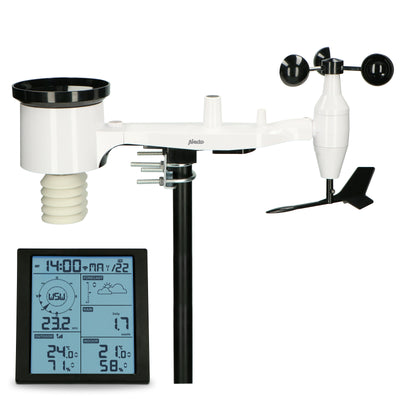Alecto WS5200 - Professioneel 6 in 1 wifi weerstation met app en draadloze buitensensor, zwart