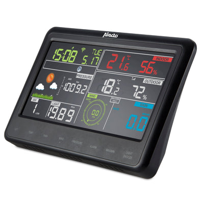 Alecto WS-5500 - Professioneel 8 in 1 wifi weerstation met app en draadloze buitensensor, zwart