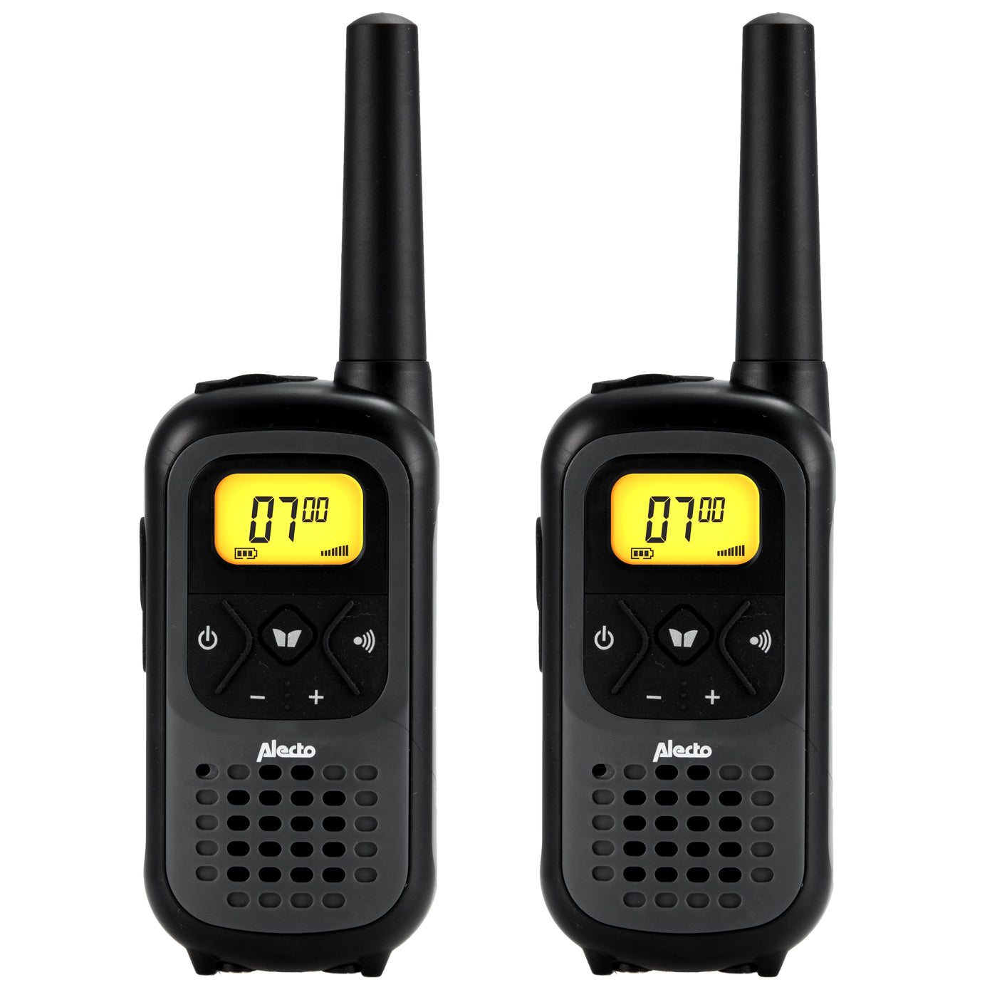 Alecto FR-200 - Set van twee walkie talkies voor kinderen - tot 3 kilometer bereik, zwart/grijs