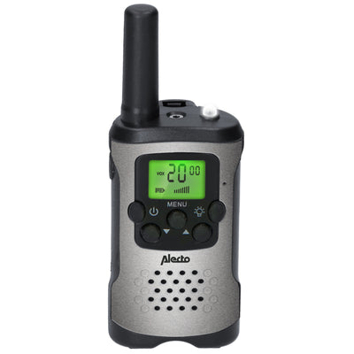Alecto FR115GS - Set van twee walkie talkies voor kinderen - tot 5 kilometer bereik - grijs/zwart