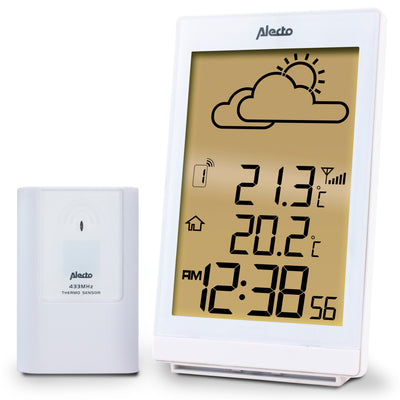 Alecto WS-2200WT - Weerstation met draadloze buitensensor, wit