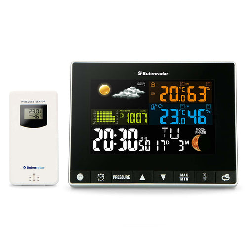 Buienradar BR700 - 3 in 1 Weerstation met draadloze buitensensor, zwart