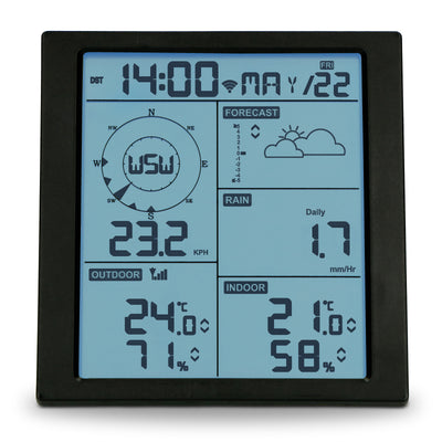 Alecto WS5200 - Professioneel 6 in 1 wifi weerstation met app en draadloze buitensensor, zwart