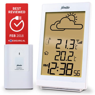 Alecto WS-2200WT - Weerstation met draadloze buitensensor, wit