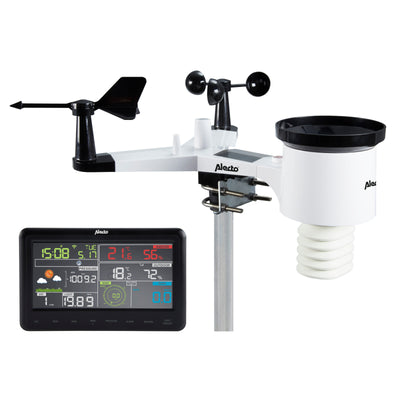 Alecto WS-5500 - Professioneel 8 in 1 wifi weerstation met app en draadloze buitensensor, zwart