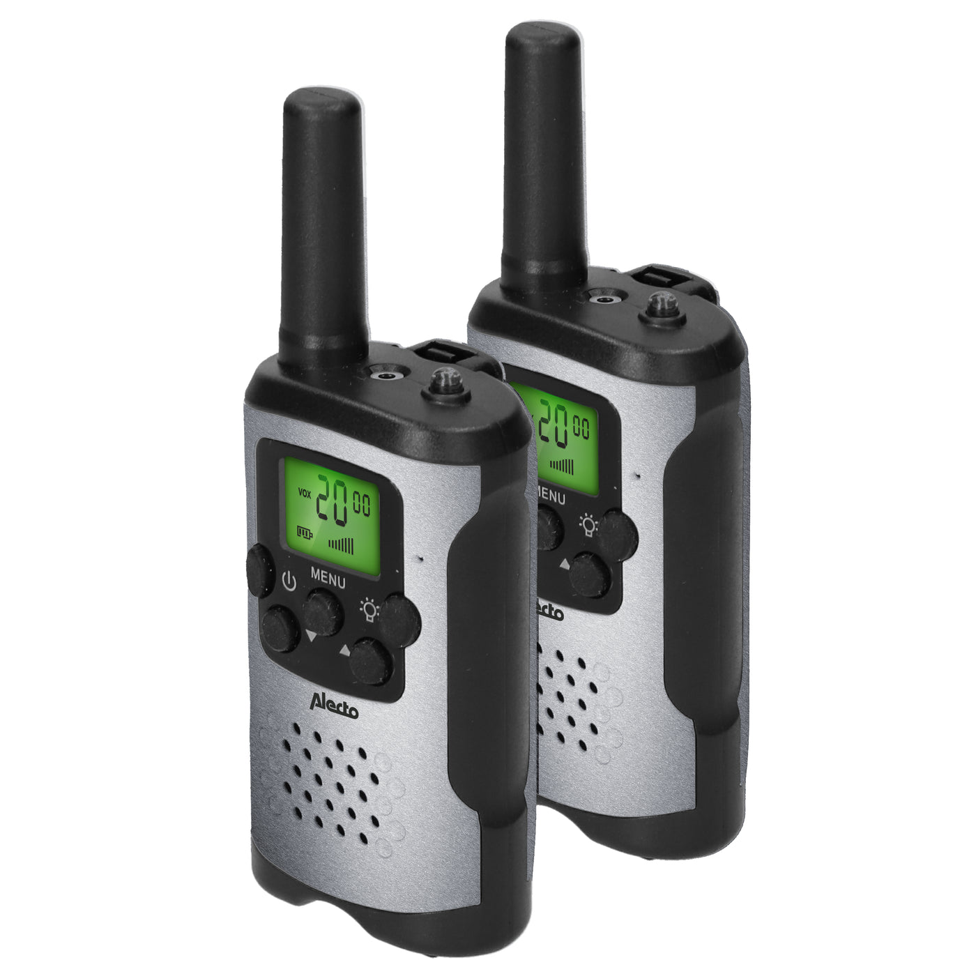 Alecto FR115GS - Set van twee walkie talkies voor kinderen - tot 5 kilometer bereik - grijs/zwart