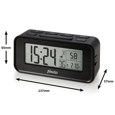Alecto AK-40 - Digitale wekker met preset timer en temperatuurweergave, zwart