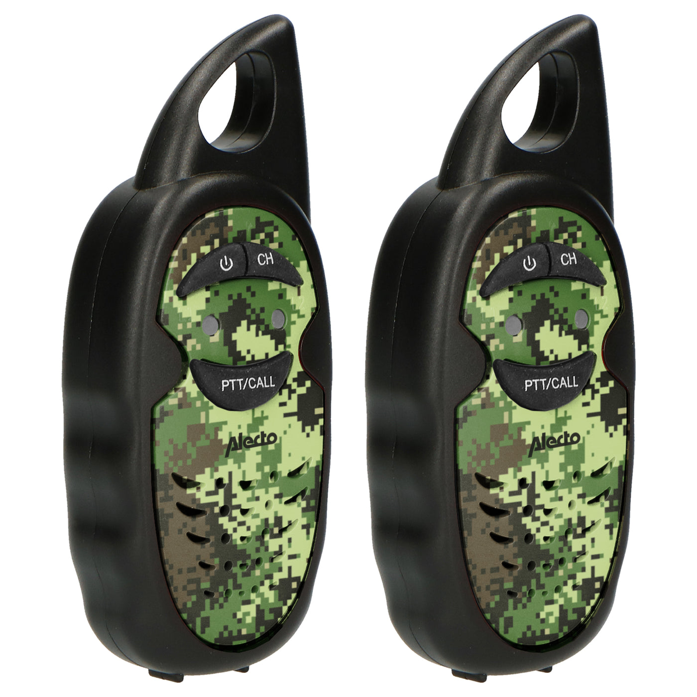 Alecto FR-05CAMO - Set van twee walkie talkies voor kinderen, tot 3 kilometer bereik, camouflage