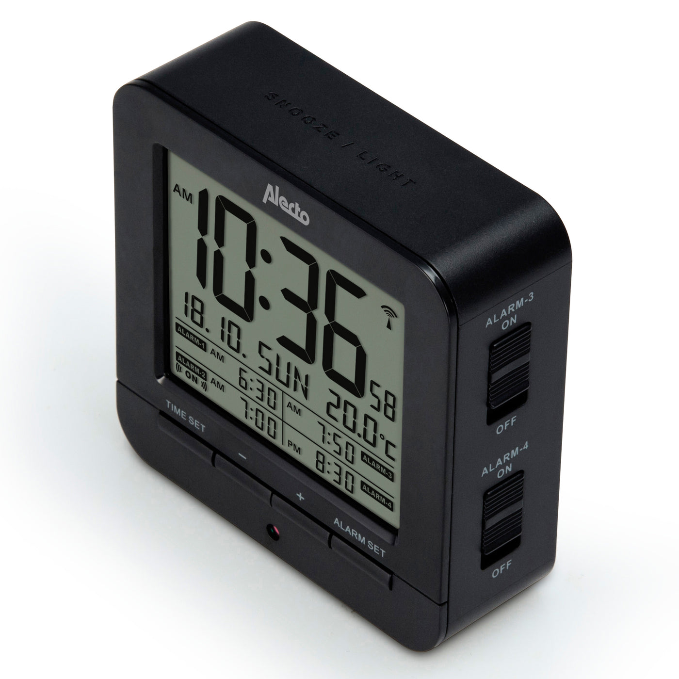 Alecto AK-20 - Digitale wekker met thermometer, zwart
