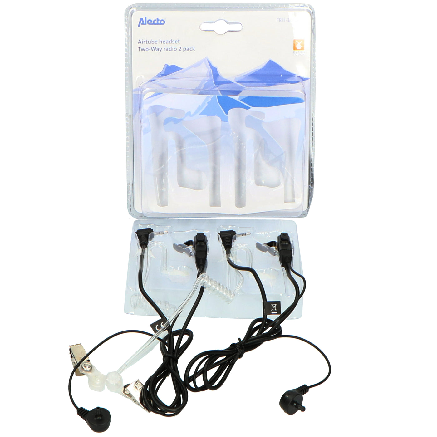 Alecto FRH-10 DUO - Airtube headset walkie talkie, 2 pack, zwart