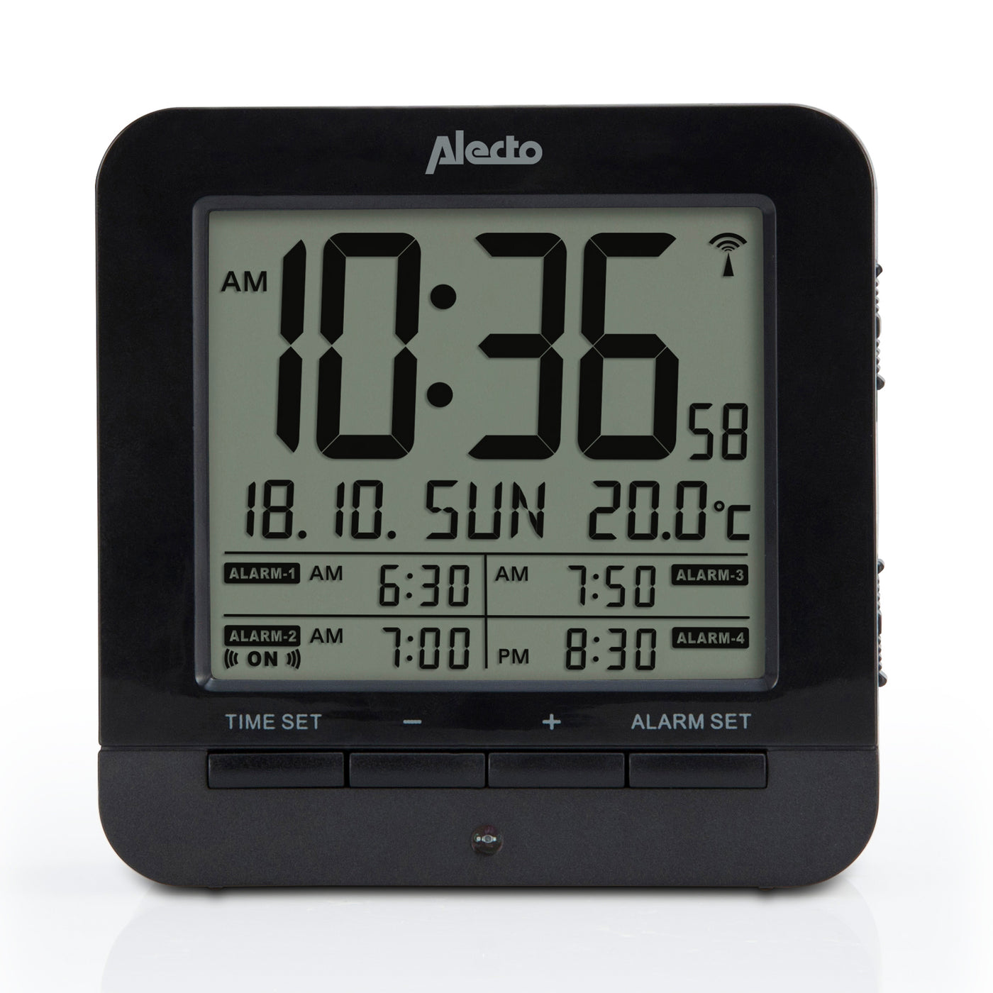 Alecto AK-20 - Digitale wekker met thermometer, zwart