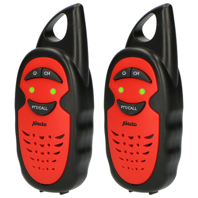 Alecto FR-05RD - Set van twee walkie talkies voor kinderen - 3 km bereik, zwart/rood