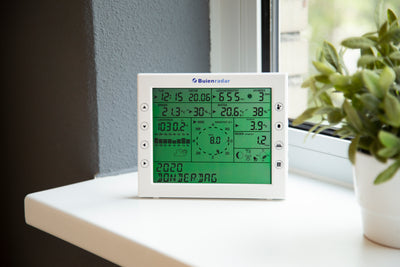 Buienradar BR-1800 - Professioneel weerstation met draadloze buitensensor, wit