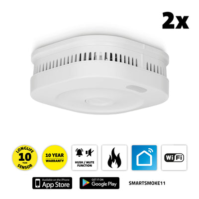 Alecto SMARTSMOKE11 2x - Smart Wifi rookmelder - 2 pack