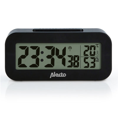 Alecto AK-30 - Digitale wekker met thermometer en hygrometer, zwart