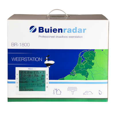 Buienradar BR-1800 - Professioneel weerstation met draadloze buitensensor, wit