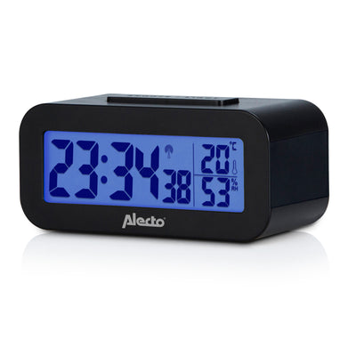 Alecto AK-30 - Digitale wekker met thermometer en hygrometer, zwart