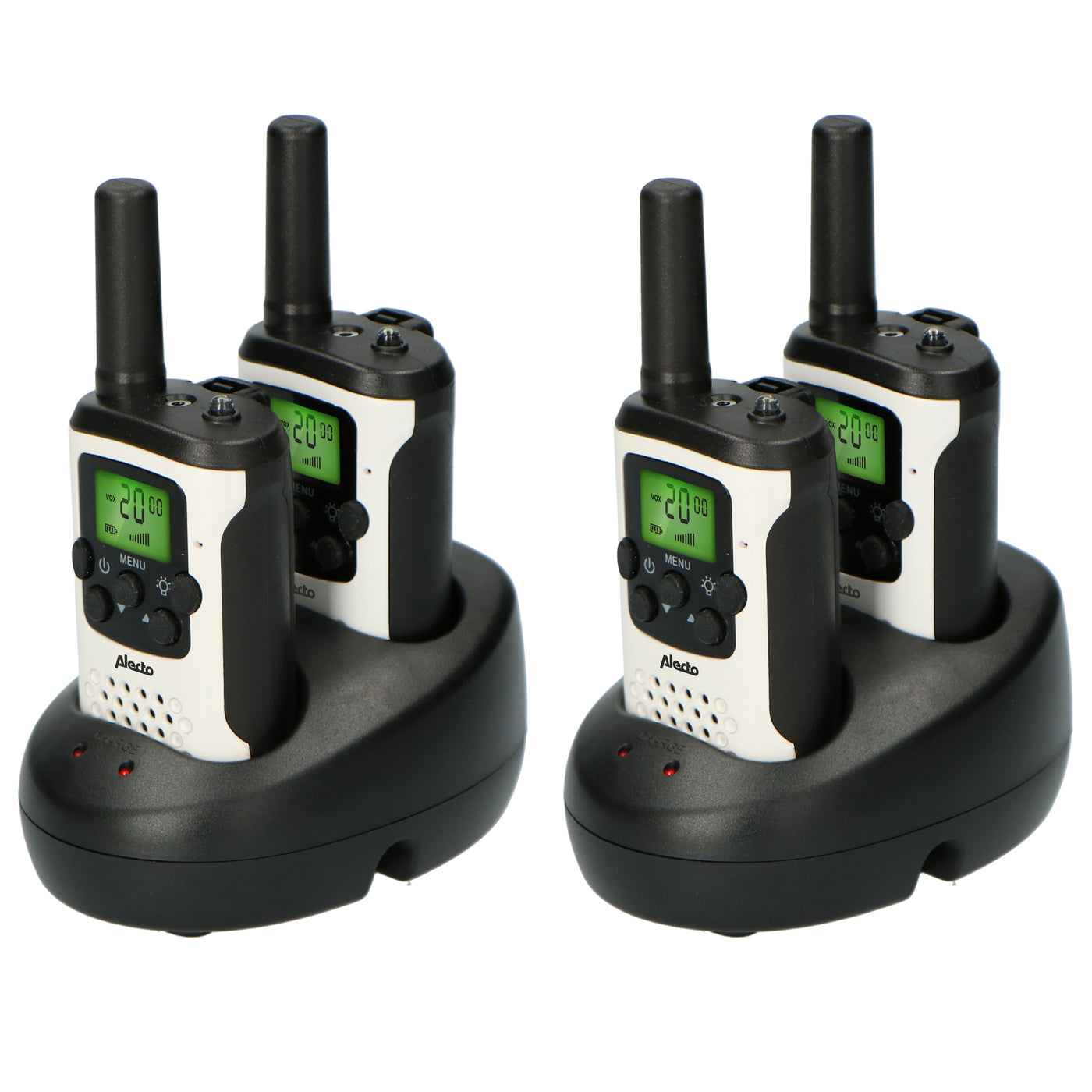 Alecto FR-175 QUADSET - Set van 4 walkie talkies - tot 7 kilometer bereik, wit/zwart