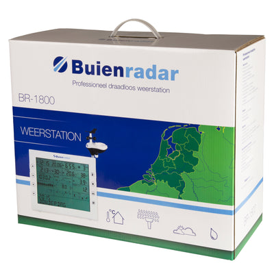 Buienradar BR-1800 - Professioneel weerstation met draadloze buitensensor, wit