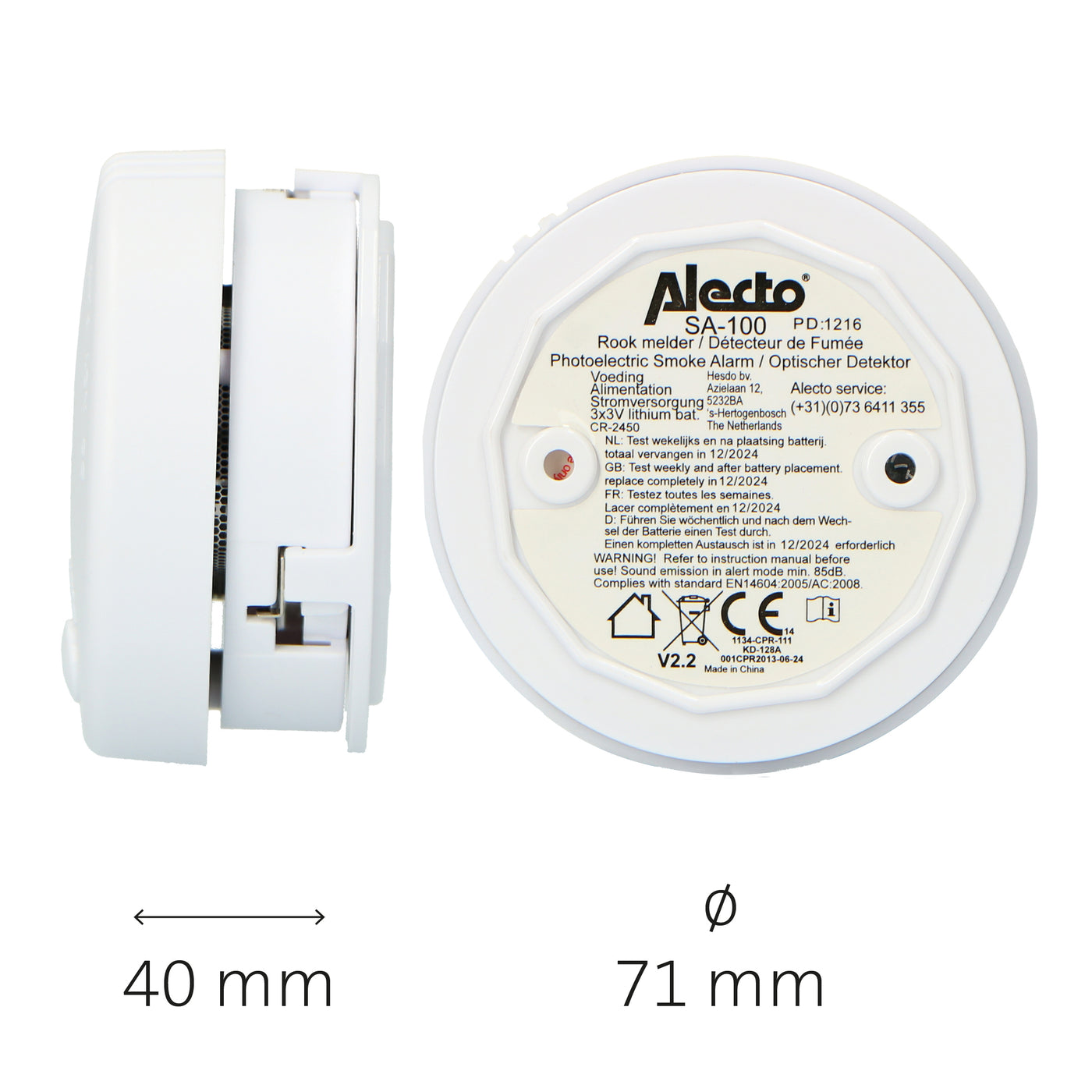 Alecto SA-102 - Mini rookmelder met 5 jaar batterij, 2 pack